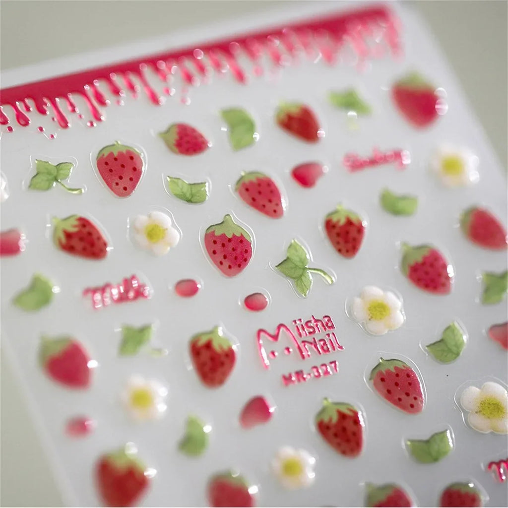 5D Kawaii Jelly Strawberry Nail Art Stickers | DIY Decals Nail Art Stickers QXL