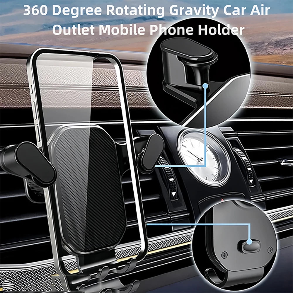 Gravity Car Phone Holder | Air Vent Clip Mount for 4–7" Phones Car Phone Mount QXL