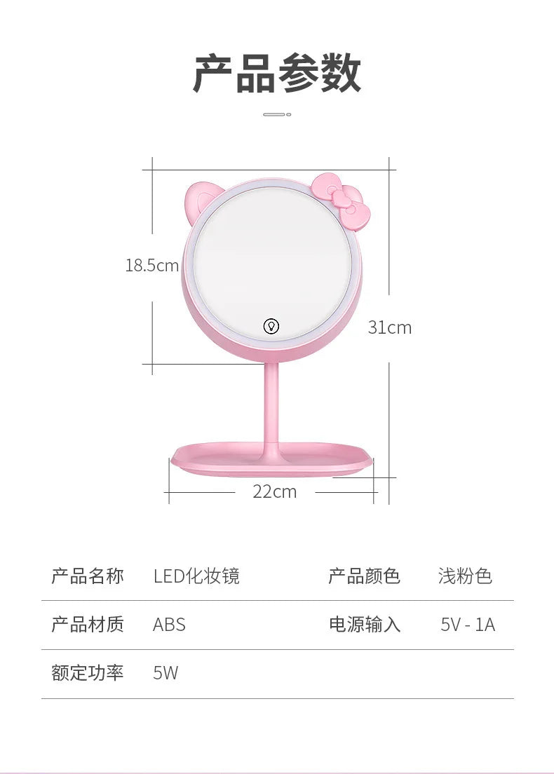 LED Vanity Mirror 3-Color Fill Light | Desktop Makeup Mirror LED Vanity Mirror QXL