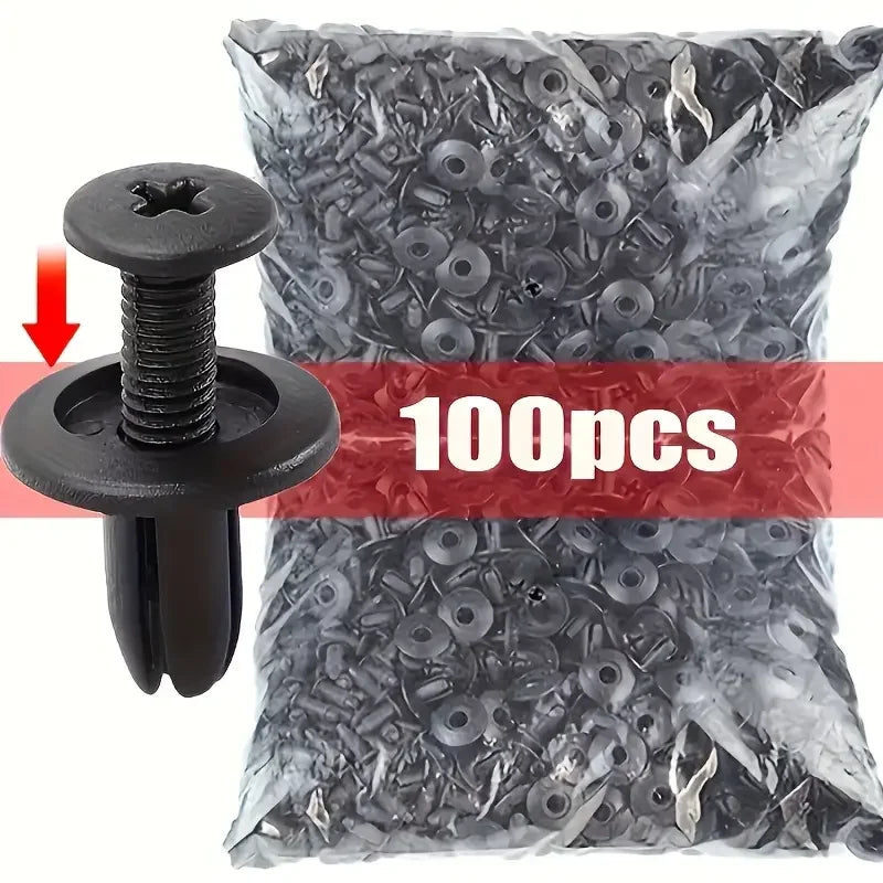 100-Pack Car Fastener Clips | Bumper, Door & Mudguard Rivets Car Trim Fasteners QXL