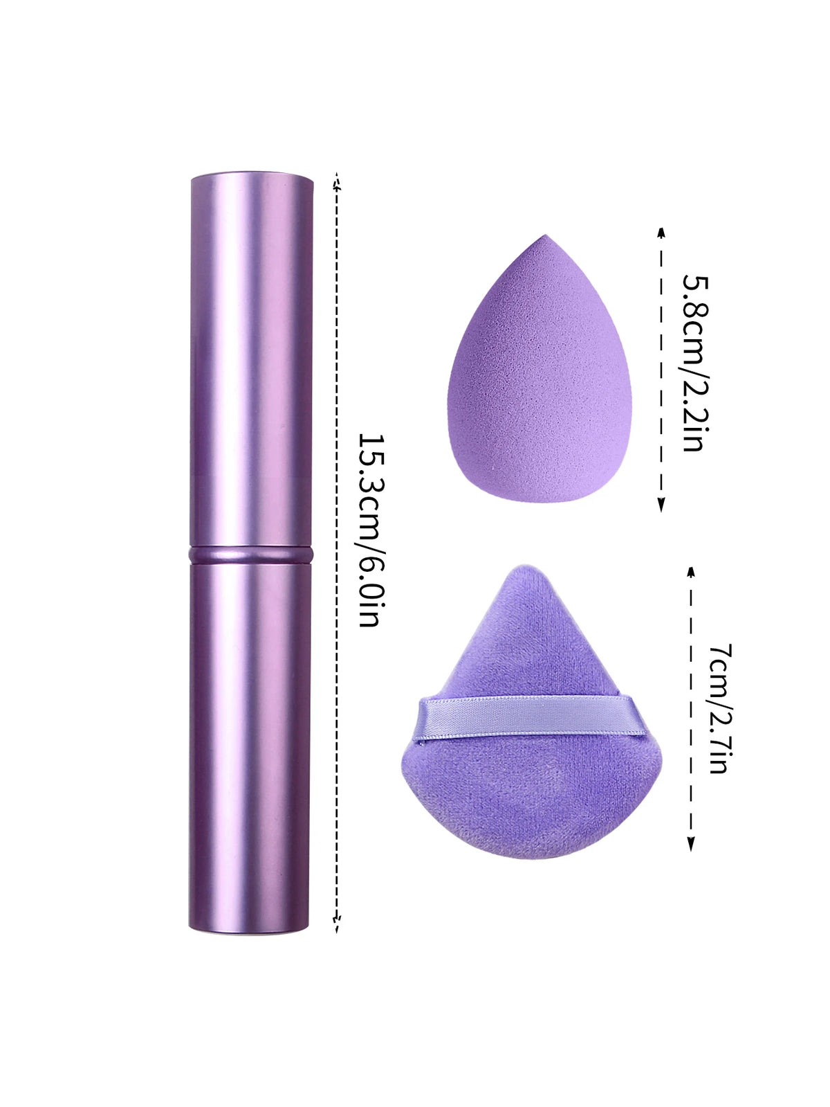 10-Pc Purple Makeup Brush Set with Sponge & Powder Puff Makeup Brush Set QXL