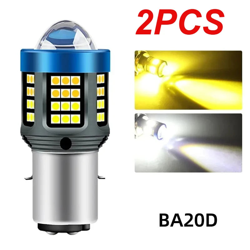 H4 BA20D H6 CSP LED Motorcycle Headlight – Dual Color Hi-Lo Motorcycle Headlight Bulb QXL BA20D White Yellow 2