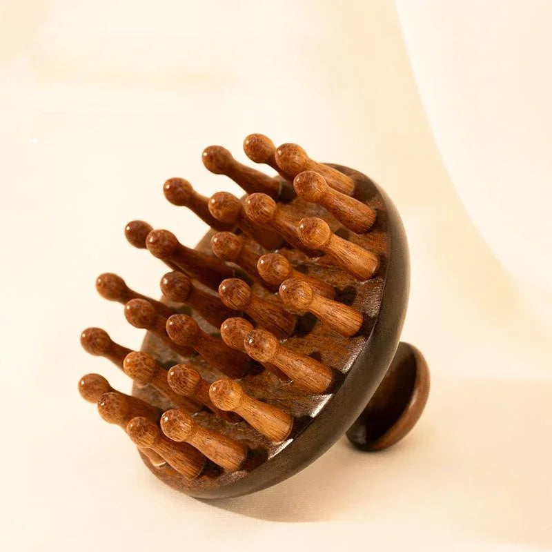 Natural Sandalwood Scalp Massager Comb | Gua Sha Tool Scalp Massage Comb QXL 28 Teeth
