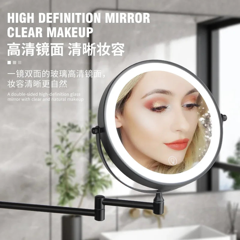Wall-Mount LED Makeup Mirror | Double-Sided 3–10x Magnifying LED Vanity Mirror QXL