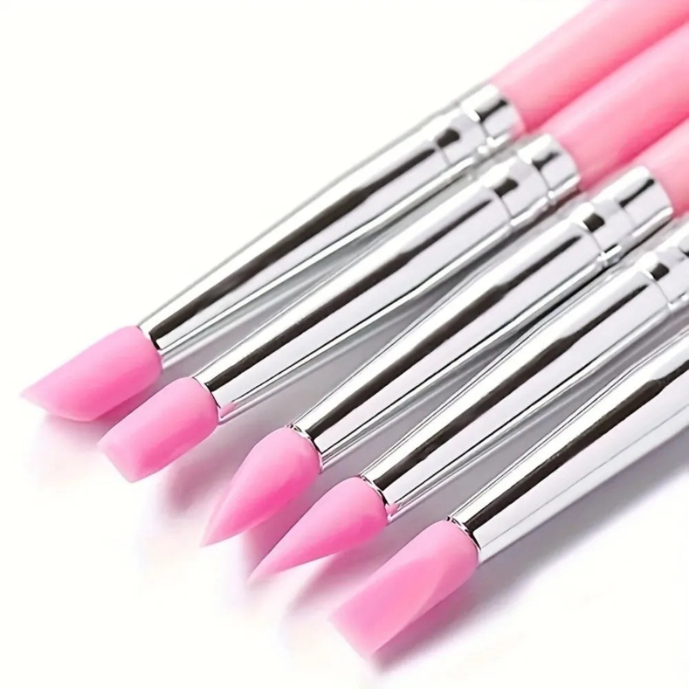 5-Pc Silicone Nail Art Pen Set | 3D UV Gel Dotting Tools Nail Art Brush Set QXL