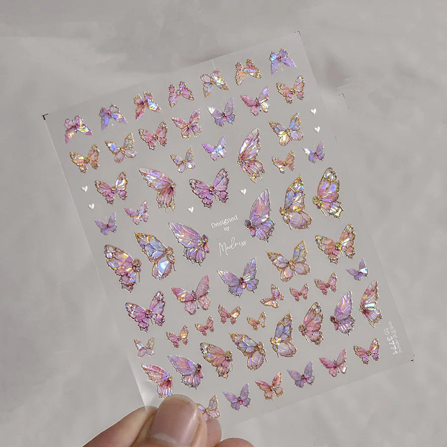 5D Aurora Butterfly Nail Art Stickers | Self-Adhesive Decals Nail Art Stickers QXL