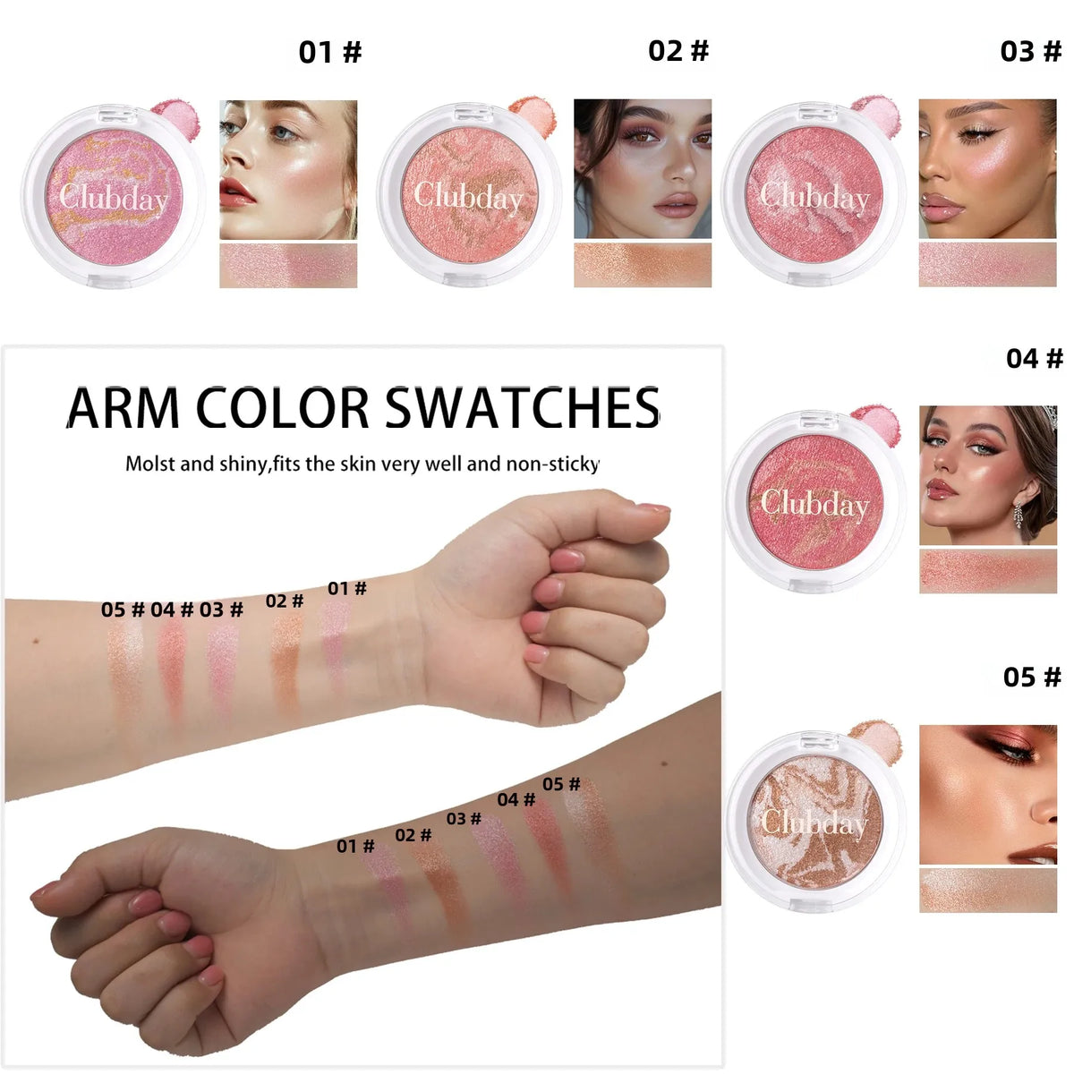 Multi-Color Blush & Highlighter Palette | Pearl Illuminator Blush Highlighter Palette QXL