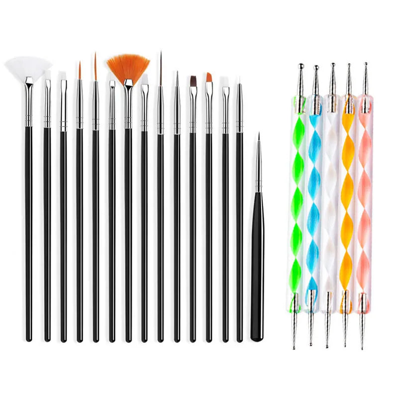 FUMOSIK 20-Pc Nail Art Brush Set | Gel, Acrylic & Carving Nail Art Brush Set QXL