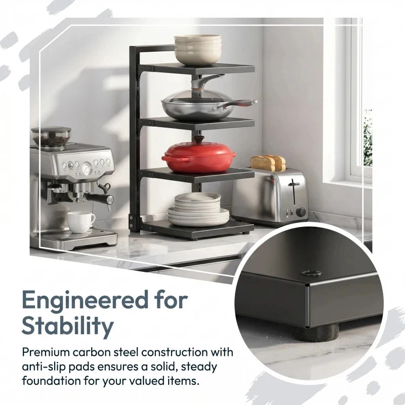 Adjustable Multi-Layer Under Sink Pot & Pan Organizer Rack Kitchen Storage Rack QXL