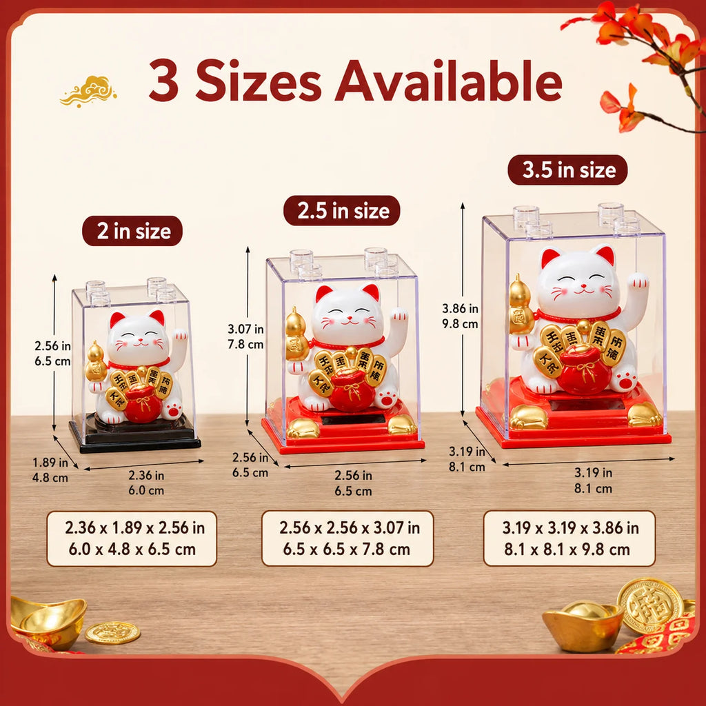 Solar Waving Lucky Cat | Maneki Neko Desk & Car Ornament Solar Figurine Ornament QXL