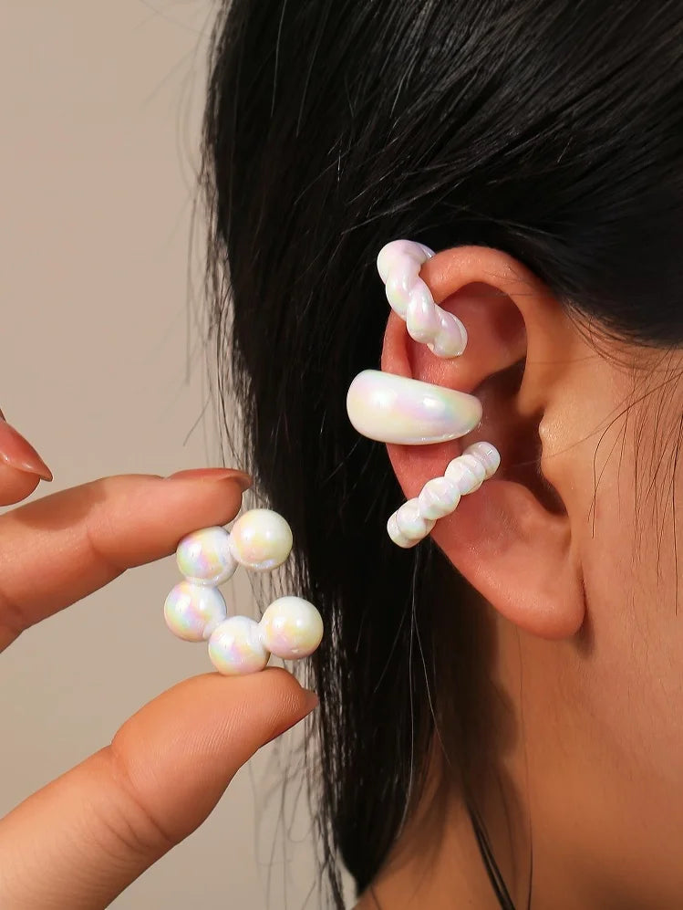 4-Pack Colorful Clip-On Ear Cuffs | No-Pierce Earring Set Clip-On Ear Cuffs QXL