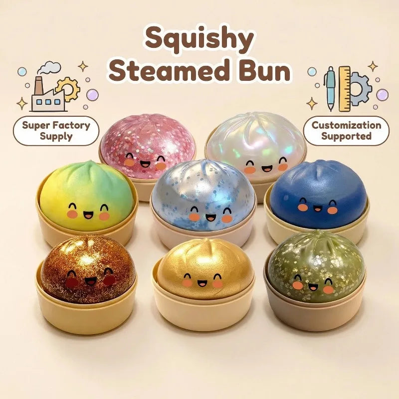 Steamed Bun Squishy Toy – Soft TPR Sensory Fidget Collectible Squishy Fidget Toy QXL
