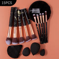 15-Pc Marble Makeup Brush Set with Sponge & Powder Puff Makeup Brush Set QXL black