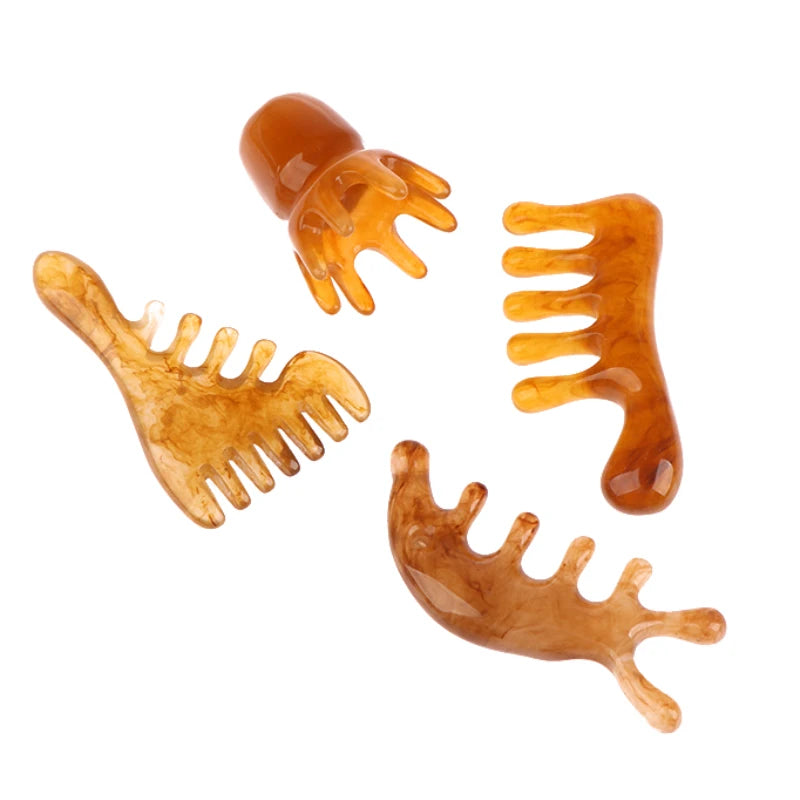 Natural Resin Wide Tooth Scalp Massage Comb | Gua Sha Tool Scalp Massage Comb QXL