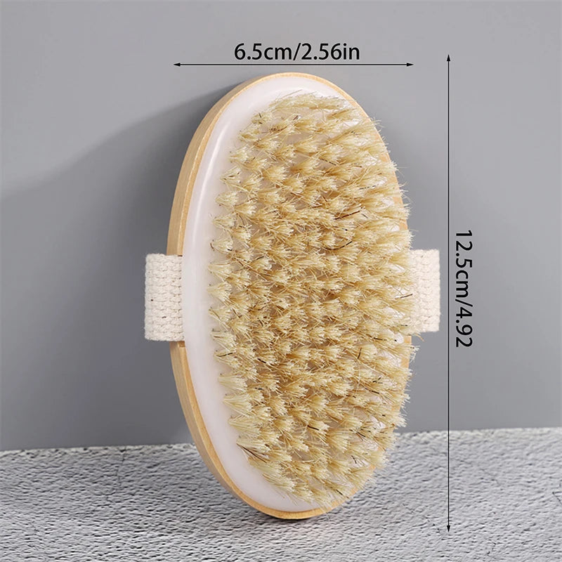 Natural Bristle Body Brush – Wet & Dry Skin Exfoliator Body Exfoliating Brush QXL Beige