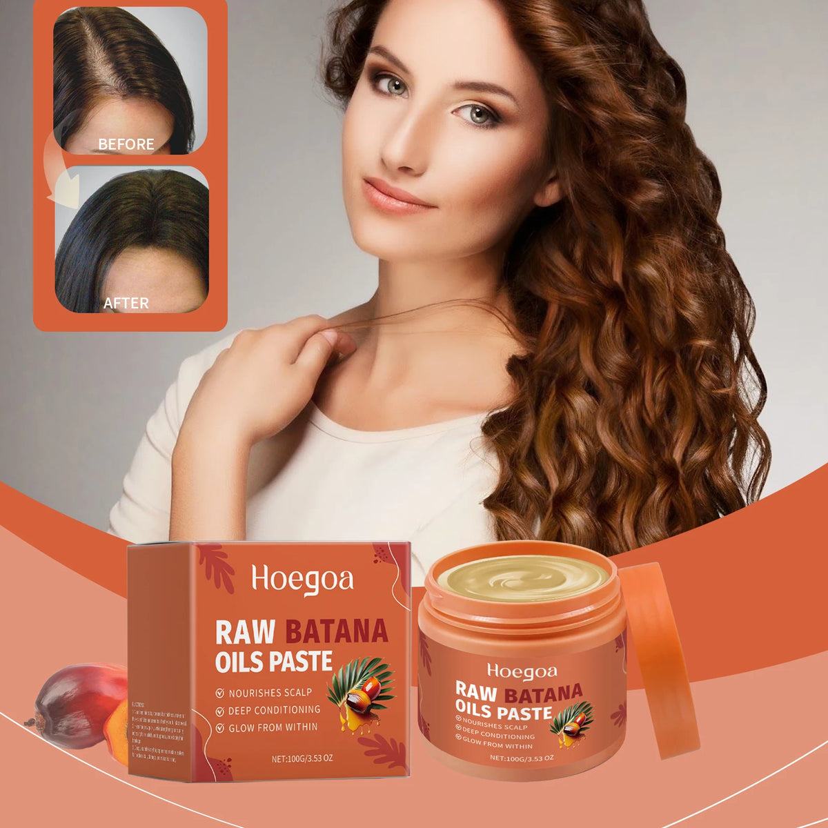 HOEGOA Batana Oil Hair Mask – Dry Hair Repair & Smoothing Deep Conditioning Hair Mask QXL