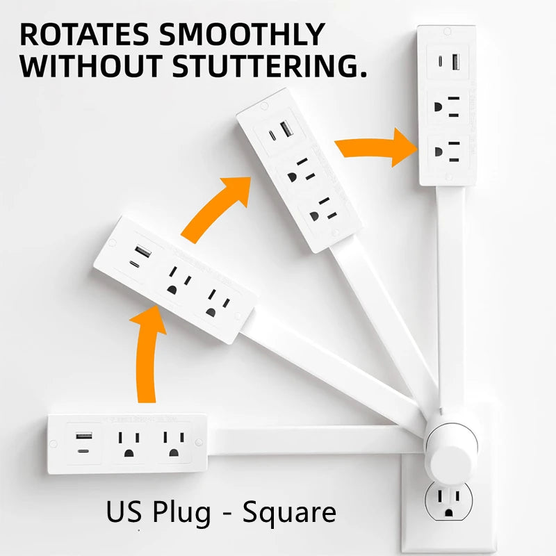 Rotating Retractable Power Strip Outlet Extender | Bedside Outlet Extender QXL