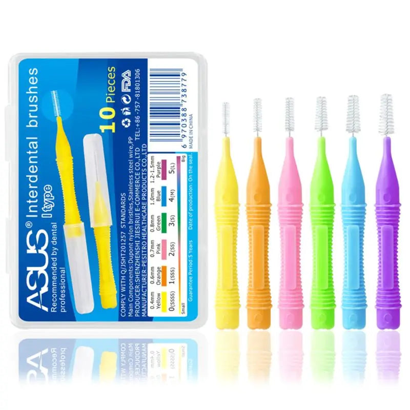 10-Pack Interdental Brushes 0.4–1.5mm | Dental Cleaning Kit Interdental Brush Kit QXL