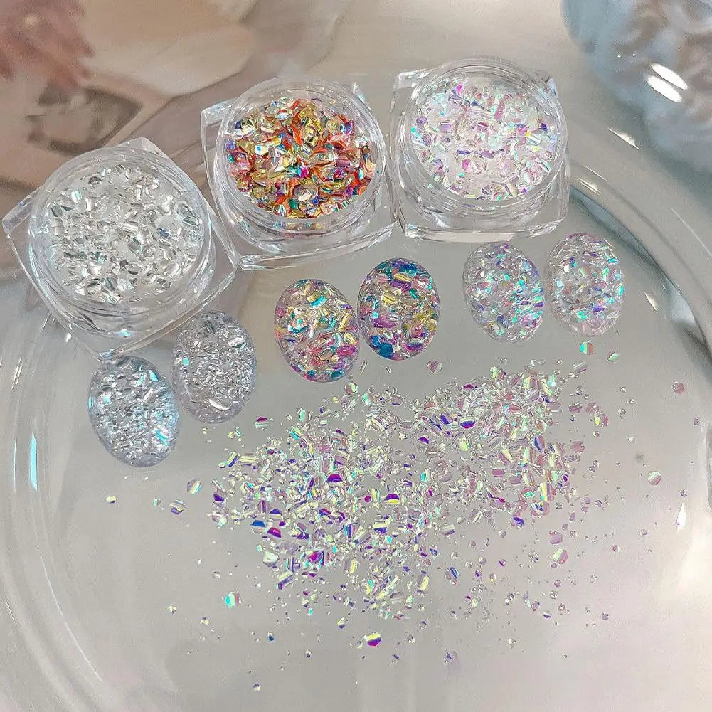 Iridescent Nail Glitter Flakes | Sparkle Sequin Pigment Powder Nail Glitter Flakes QXL