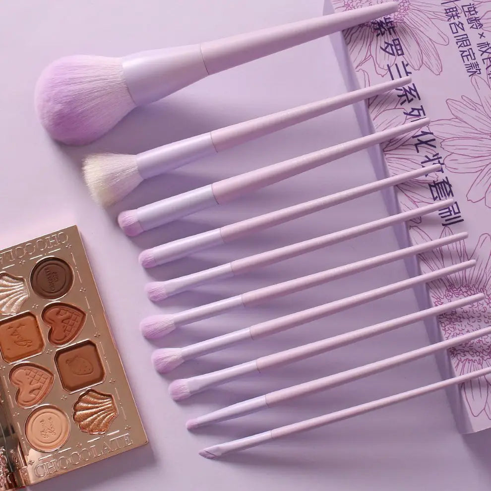 Violet 10-Pc Super Soft Makeup Brush Set | Full Face Kit Makeup Brush Set QXL