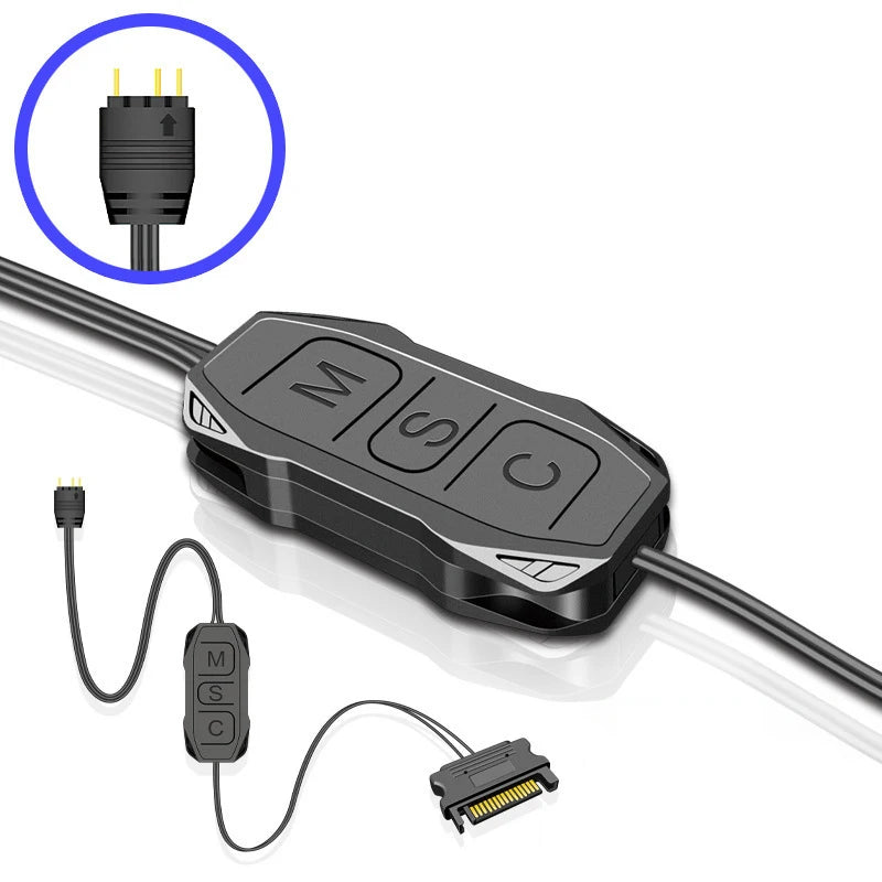 ARGB Mini Controller – 5V 3-Pin to SATA PC Lighting Hub ARGB Lighting Controller QXL