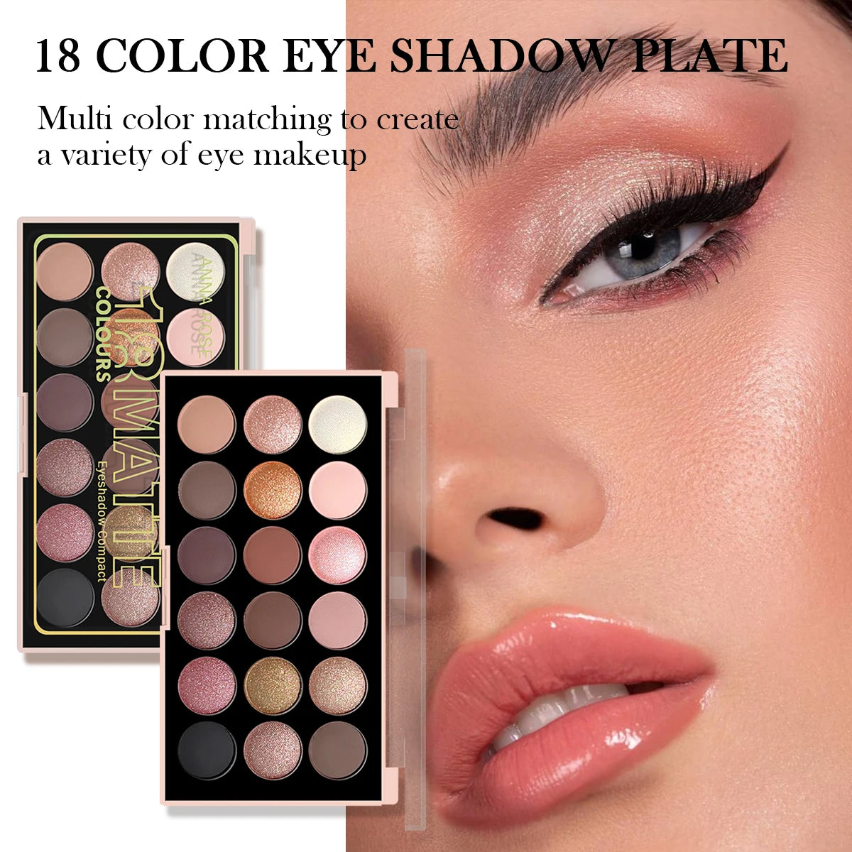 18-Color Eyeshadow Palette | Matte, Shimmer & Glitter Eyeshadow Palette QXL