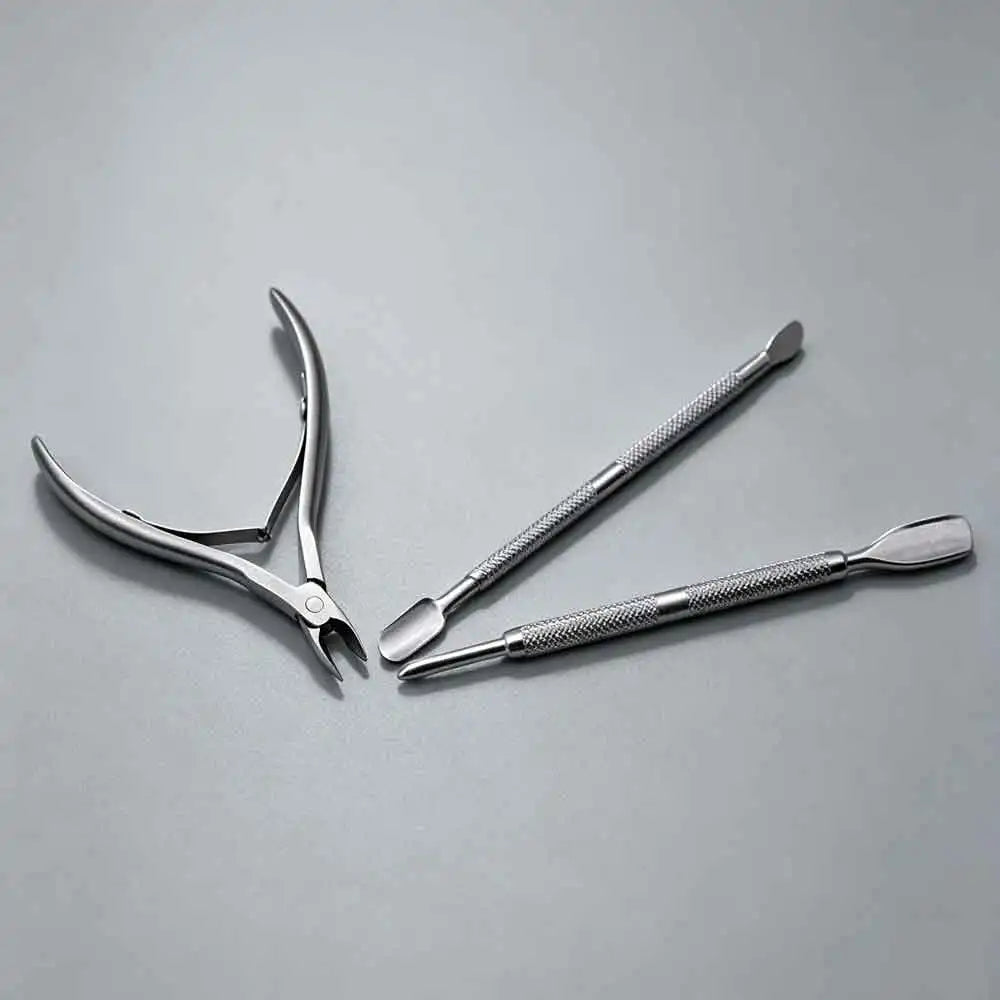 3-Piece Stainless Steel Cuticle Nipper Pusher & Remover Set Cuticle Manicure Set QXL