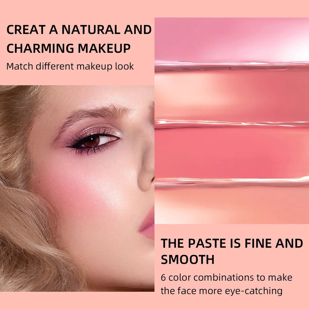 6-in-1 Blush Palette – Highlighter, Contour & Lip Color Blush & Lip Palette QXL