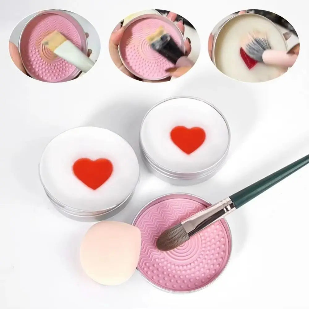 Makeup Brush Cleaner Soap & Silicone Mat – Deep Clean Tin Brush Cleaner Soap QXL
