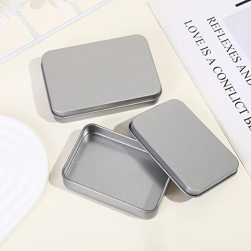12-Pack Metal Rectangular Hinged Tin Boxes | Home Organizer Tin Storage Box QXL