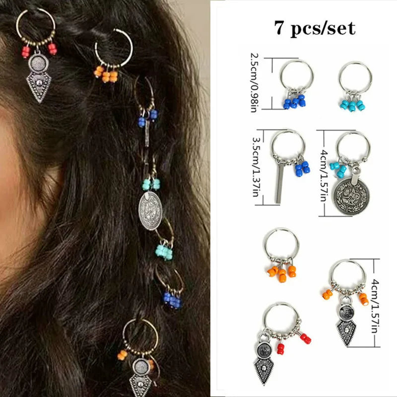 5-Pack Shell & Tree Dreadlock Beads Hair Cuffs | Gold Rings Dreadlock Hair Cuffs QXL
