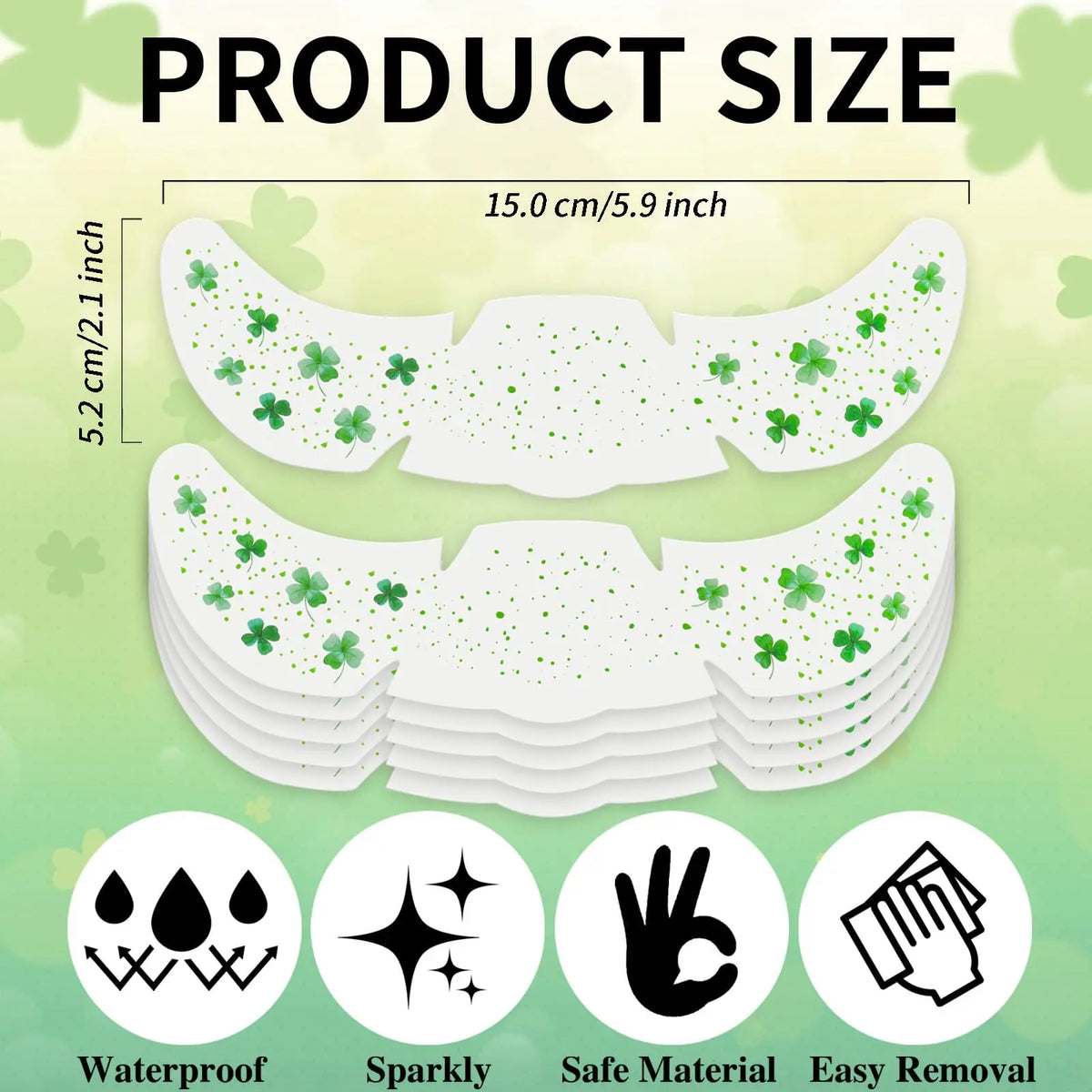 Green Leaf & Clover Temporary Tattoo Face Stickers for Women Temporary Tattoo Stickers QXL