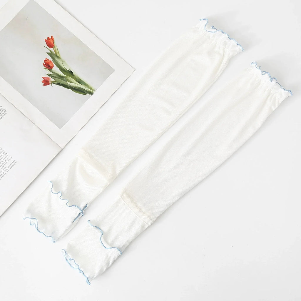Ice Silk UV Arm Sleeves – Unisex Cooling Sun Cover UV Arm Sleeves QXL White