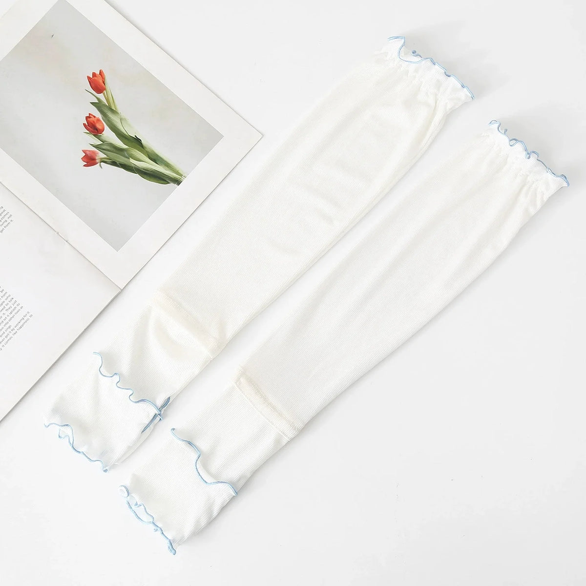 Ice Silk UV Arm Sleeves – Unisex Cooling Sun Cover UV Arm Sleeves QXL White