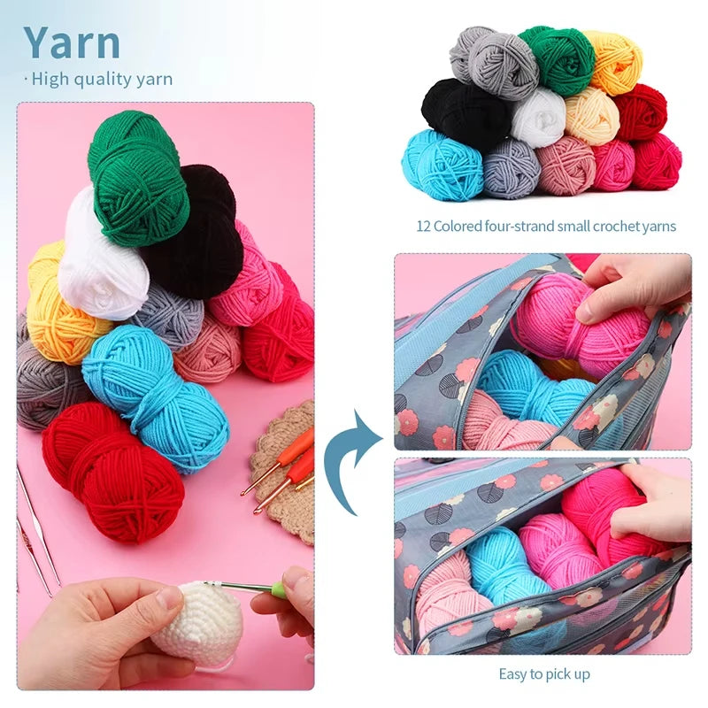 59-Piece Crochet Hook Set with Portable Hanging Storage Bag Crochet Hook Set QXL
