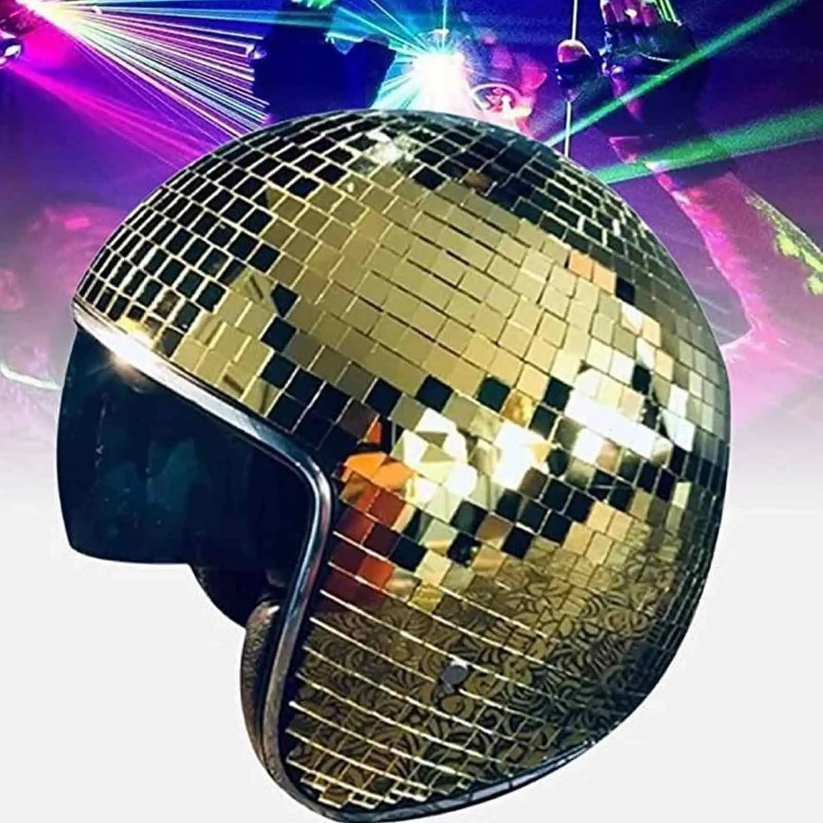 Disco Ball Helmet Hat | Mirror Glass & Retractable Visor Costume Helmet Hat QXL