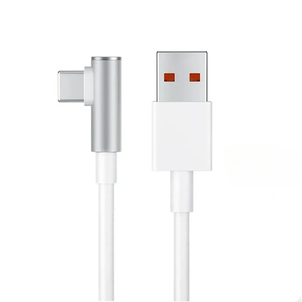 120W 6A USB-C Fast Charging Cable 90° Elbow for Xiaomi USB-C Charging Cable QXL White 1.8m
