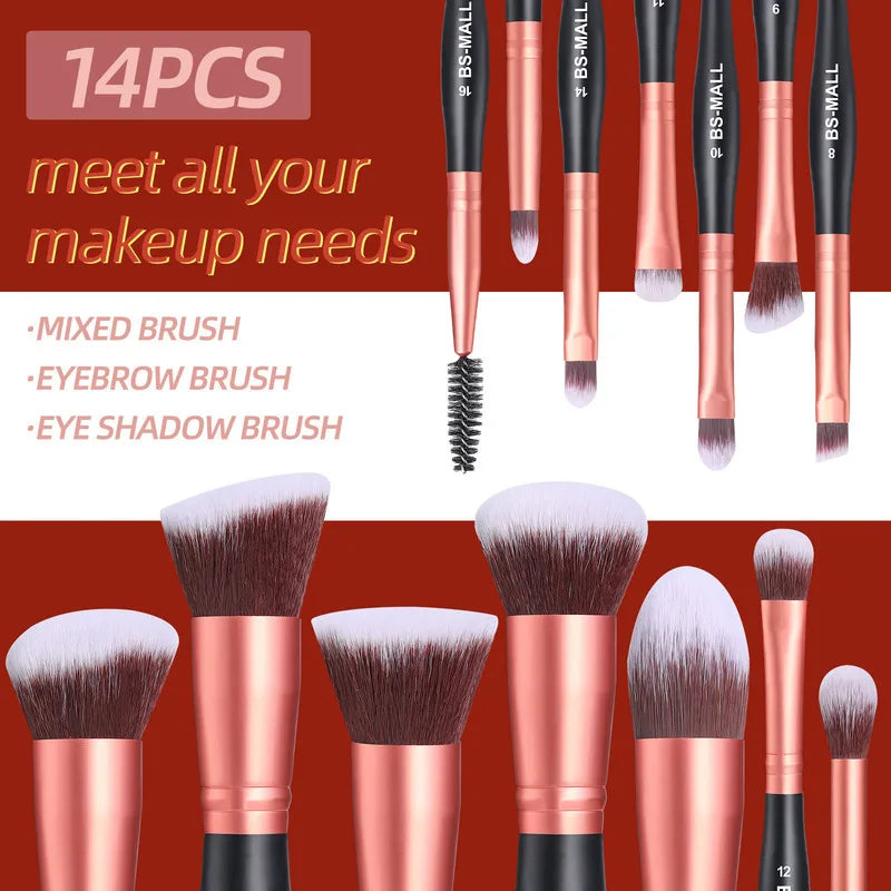 14-Piece Makeup Brush Set for Beginners – Complete Kit Makeup Brush Set QXL No logo