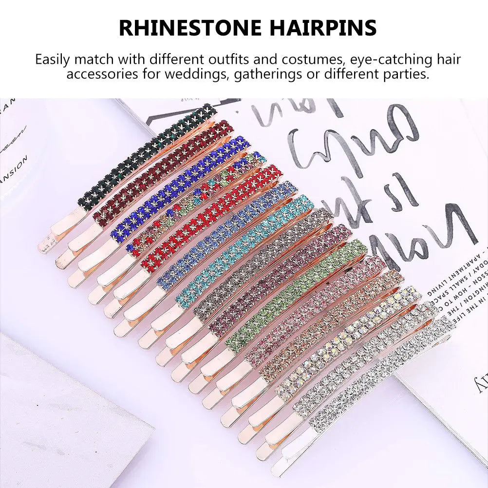 6-Pack Crystal Rhinestone Hair Pins – Wedding & Party Clips Rhinestone Hair Clips QXL