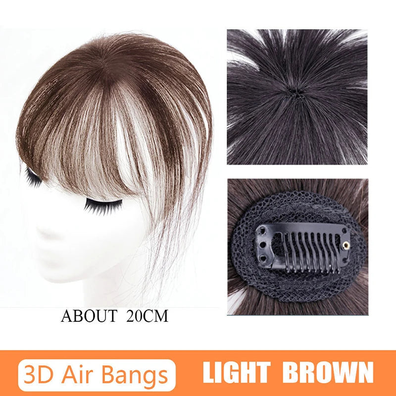 French Style Synthetic Fake Bangs Clip-In Hairpiece Clip-In Bangs Hairpiece QXL Light brown