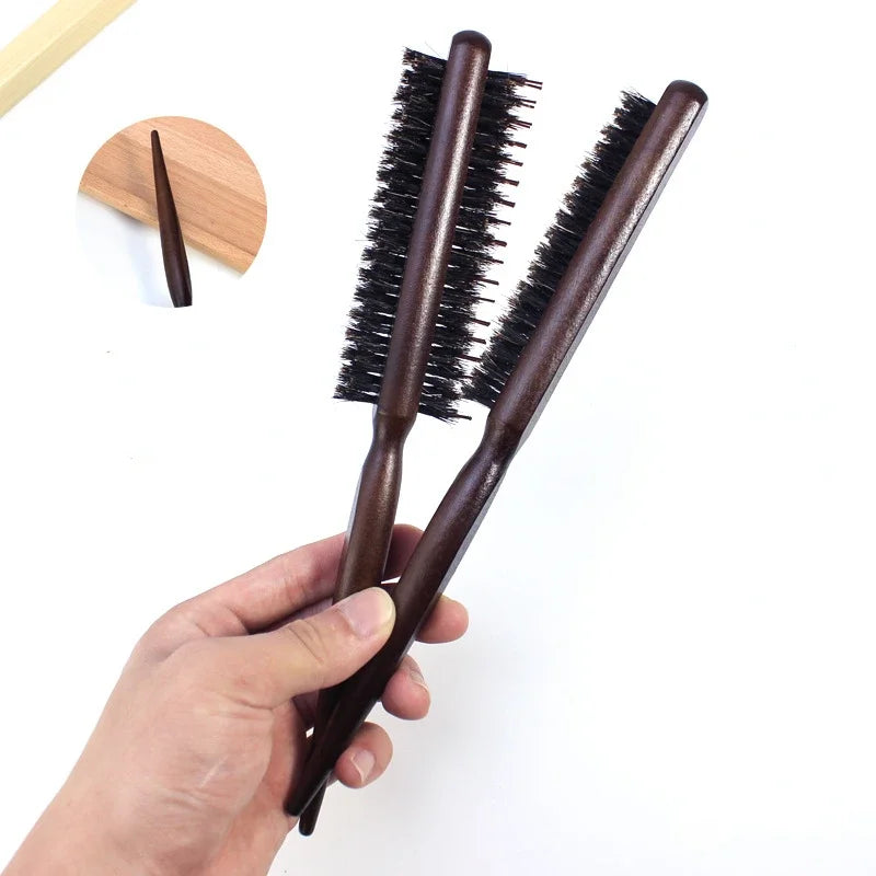 3-Row Boar Bristle Hair Comb | Wood Handle Barber Styling Boar Bristle Hair Comb QXL