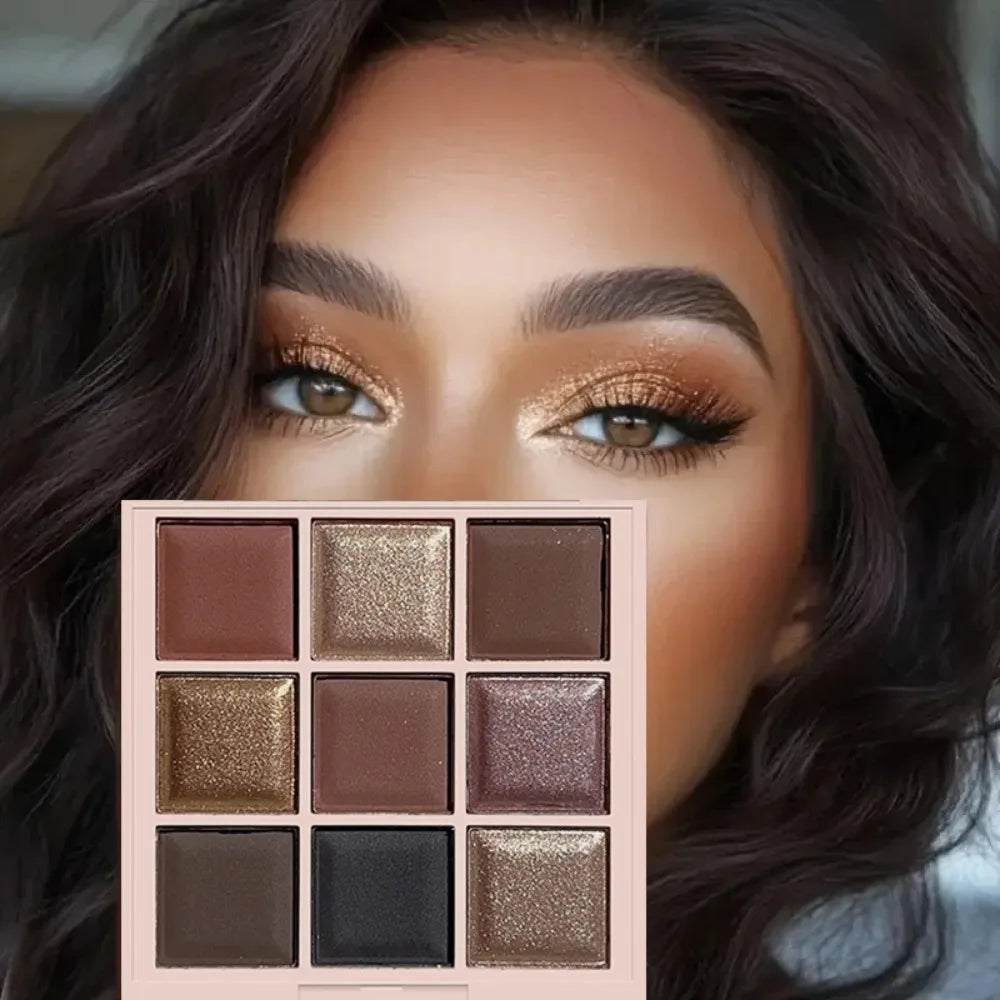 9-Color Chocolate Eyeshadow Palette | Matte & Shimmer Nude Eyeshadow Palette QXL