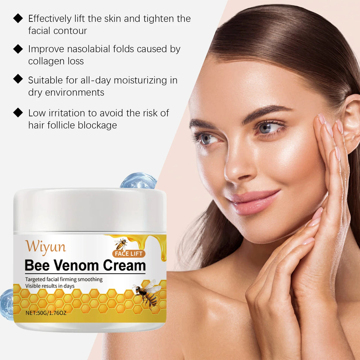 WIYUN Bee Venom Anti-Wrinkle Firming Cream 50g | All Skin Anti-Wrinkle Face Cream QXL