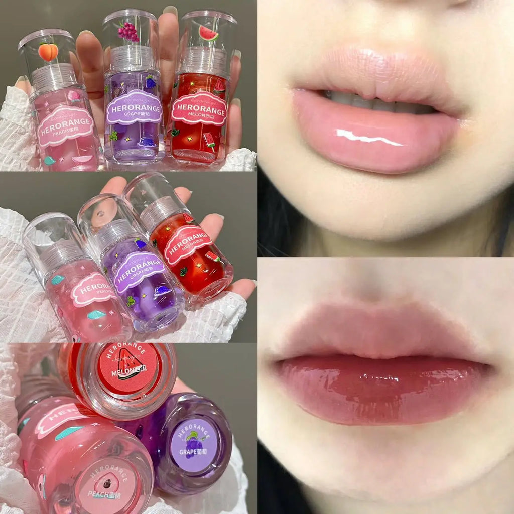 Fruit-Flavored Nourishing Lip Oil Set | Glossy Lip Glaze 3-Pack Lip Oil Glaze Set QXL
