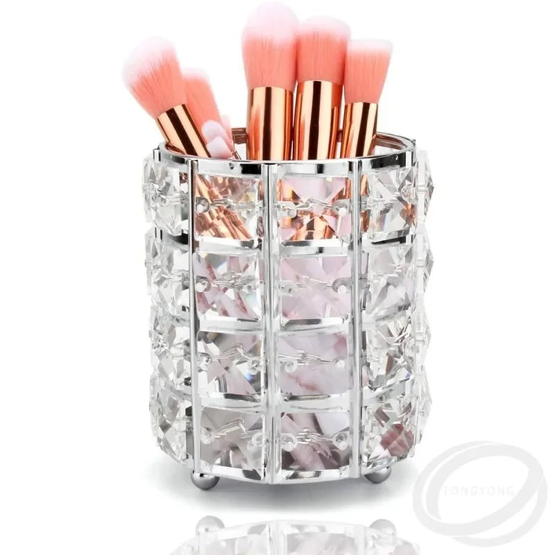 Crystal Bling Makeup Brush Holder | Elegant Vanity Organizer Makeup Brush Holder QXL Silver-1PCS