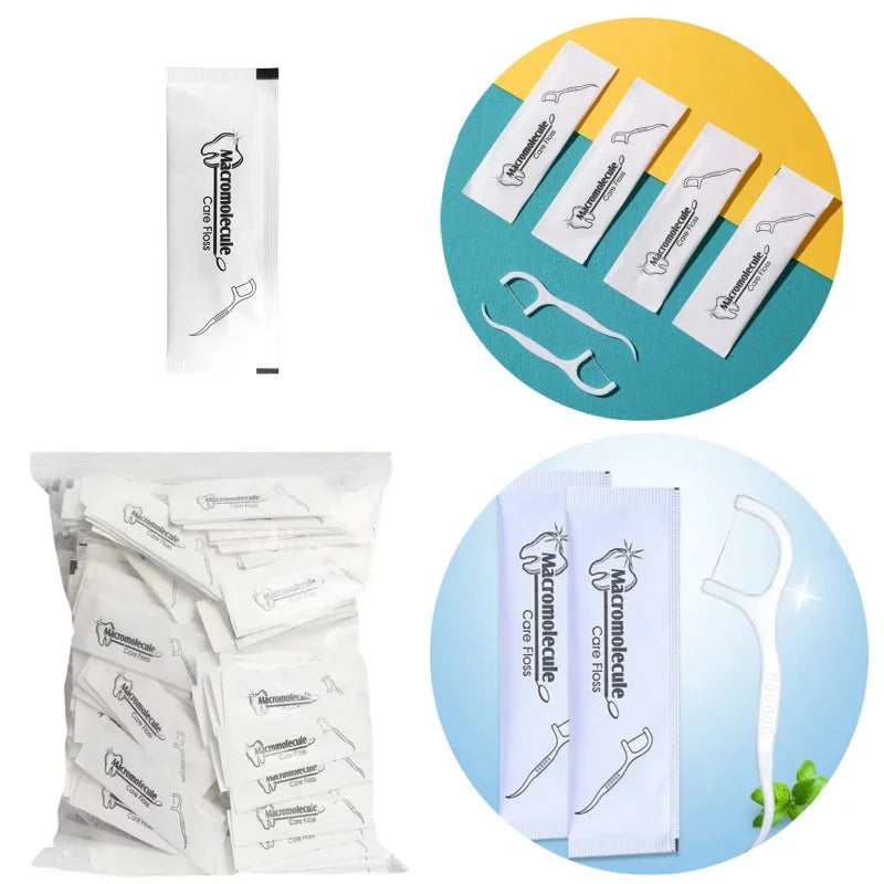 300-Pack Disposable Dental Floss Picks | Individually Wrapped Dental Floss Picks QXL