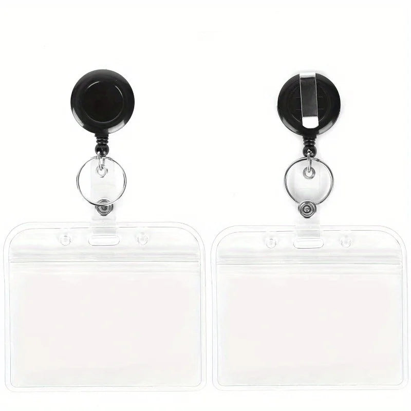Black Retractable Badge Reel with Lanyard & ID Card Holder Badge Reel Lanyard QXL