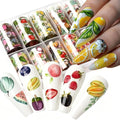 Fruit & Flower Nail Art Foil Stickers | Lemon Strawberry Decals Nail Art Stickers QXL WHITE