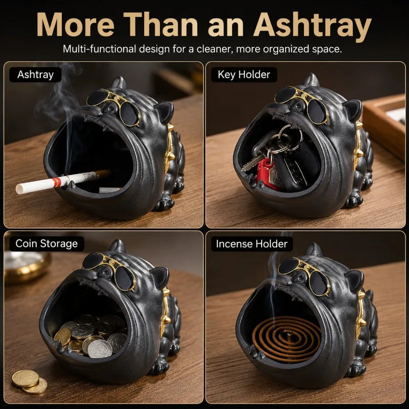 Cool Bulldog Ceramic Ashtray | Desktop Decor & Novelty Gift Decorative Ceramic Tray QXL