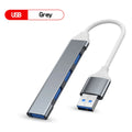 4-Port USB-C Hub | USB 3.0 Splitter 5Gbps for MacBook & Laptop USB-C Hub Adapter QXL USB Gray